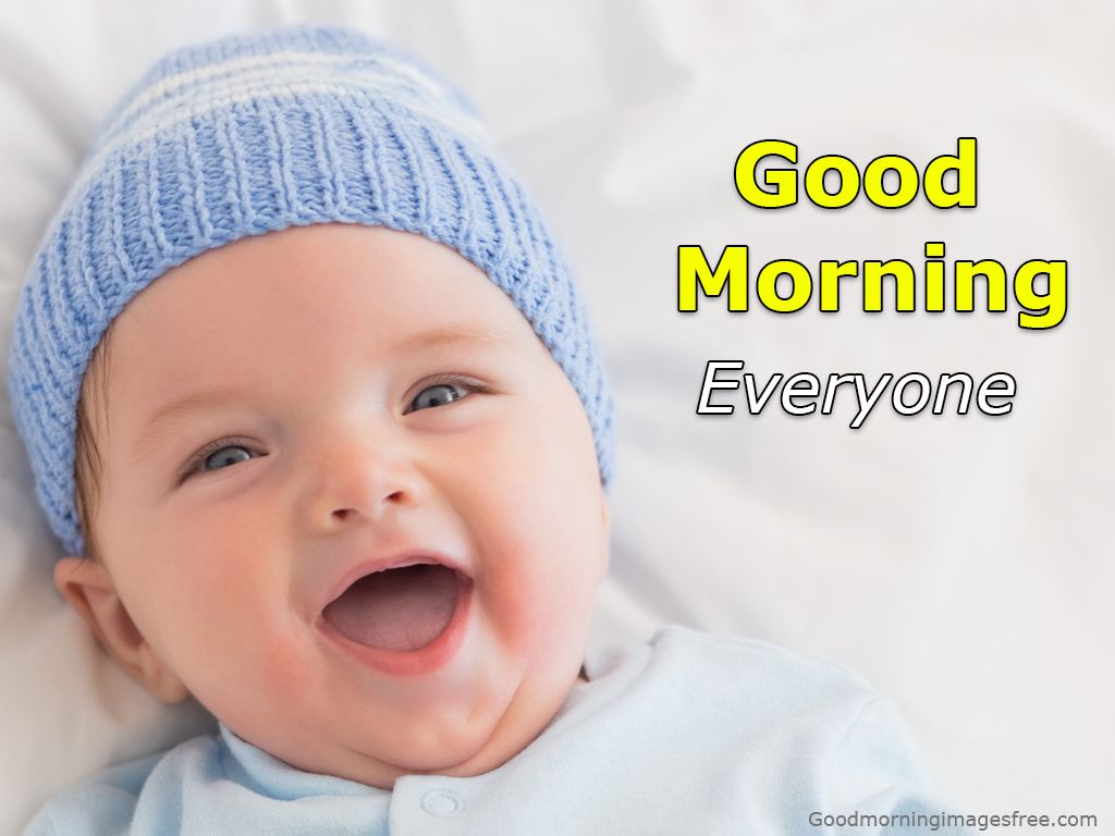 Funny Cute Baby Good Morning Laughing Photo